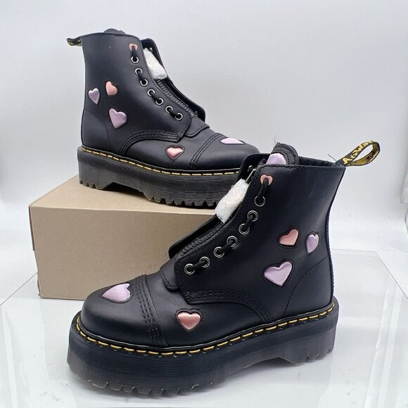 Dr. Martens Sinclair Boots Heart Quad Platform Women's US 7 Zipper Pink Purple - Picture 3 of 13